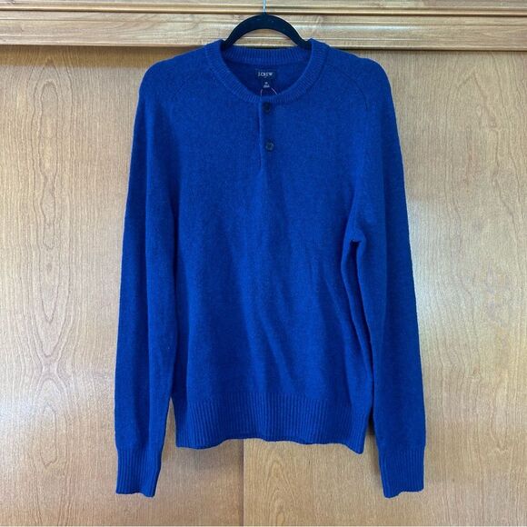 J. Crew Factory Men's Lambswool Blend Henley Sweater Navy Blue Size Medium - Picture 1 of 7